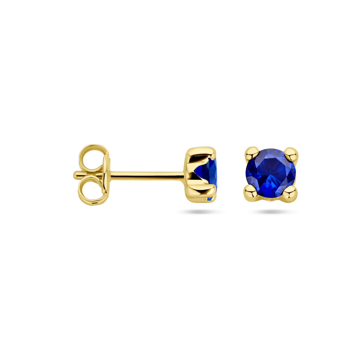orecchini a bottone zaffiro sintetico oro giallo 14K