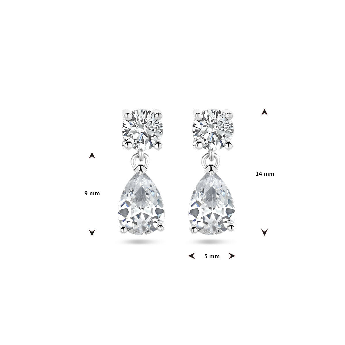 orecchini pendenti zircone argento rodiato