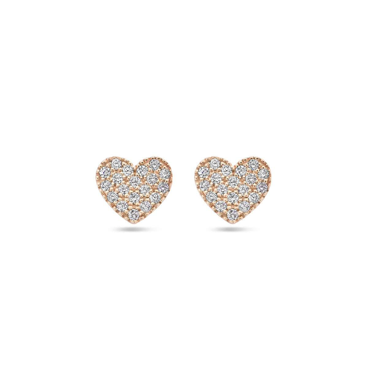 orecchini a bottone cuore diamante 0.11ct (2x 0.055ct) h si 14K oro rosa