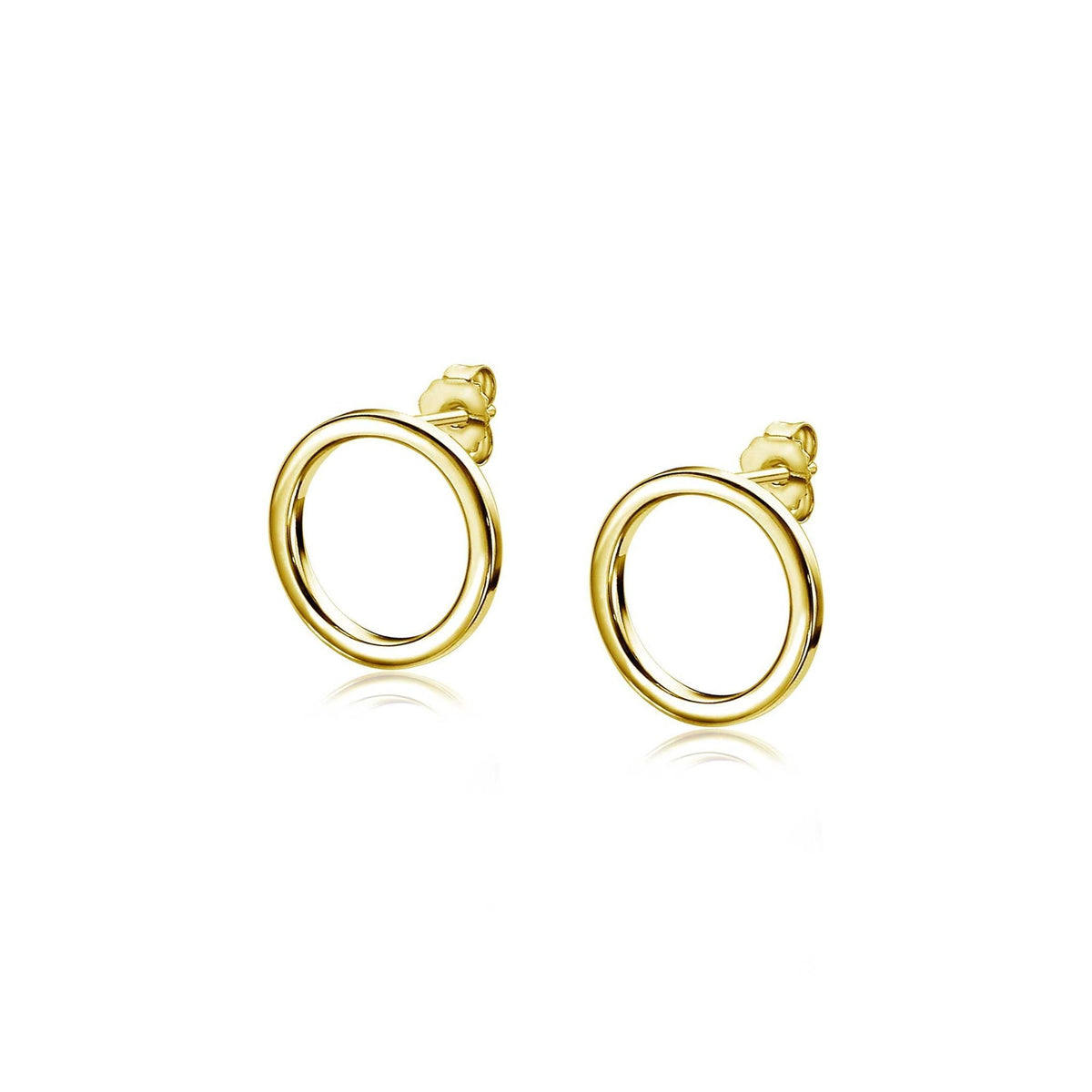 Orecchini rotondi in argento dorato, diametro di 14,5 mm.