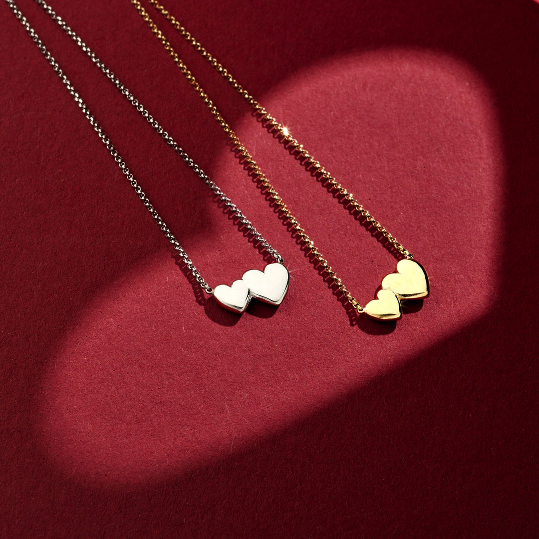 collier hartjes 41 + 4 cm zilver gerhodineerd