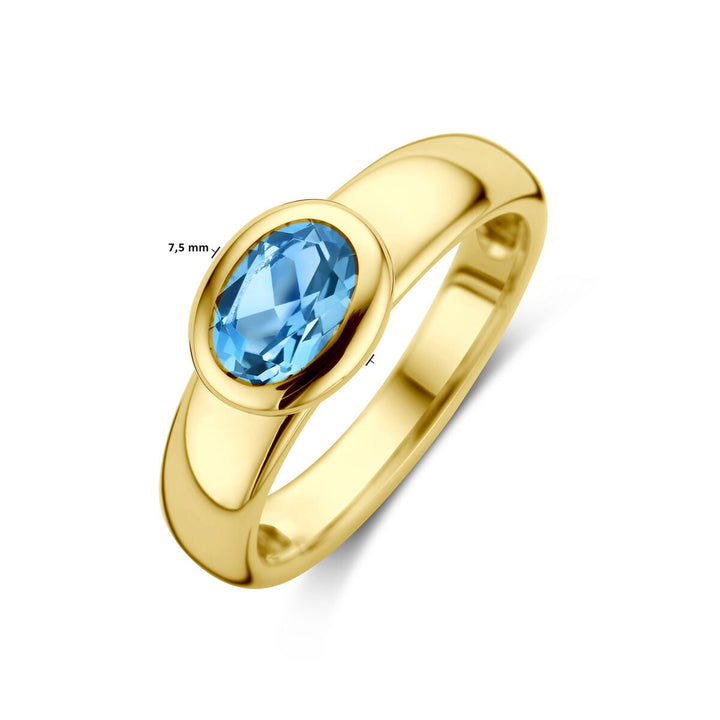 ring london blue topaas 14K geelgoud