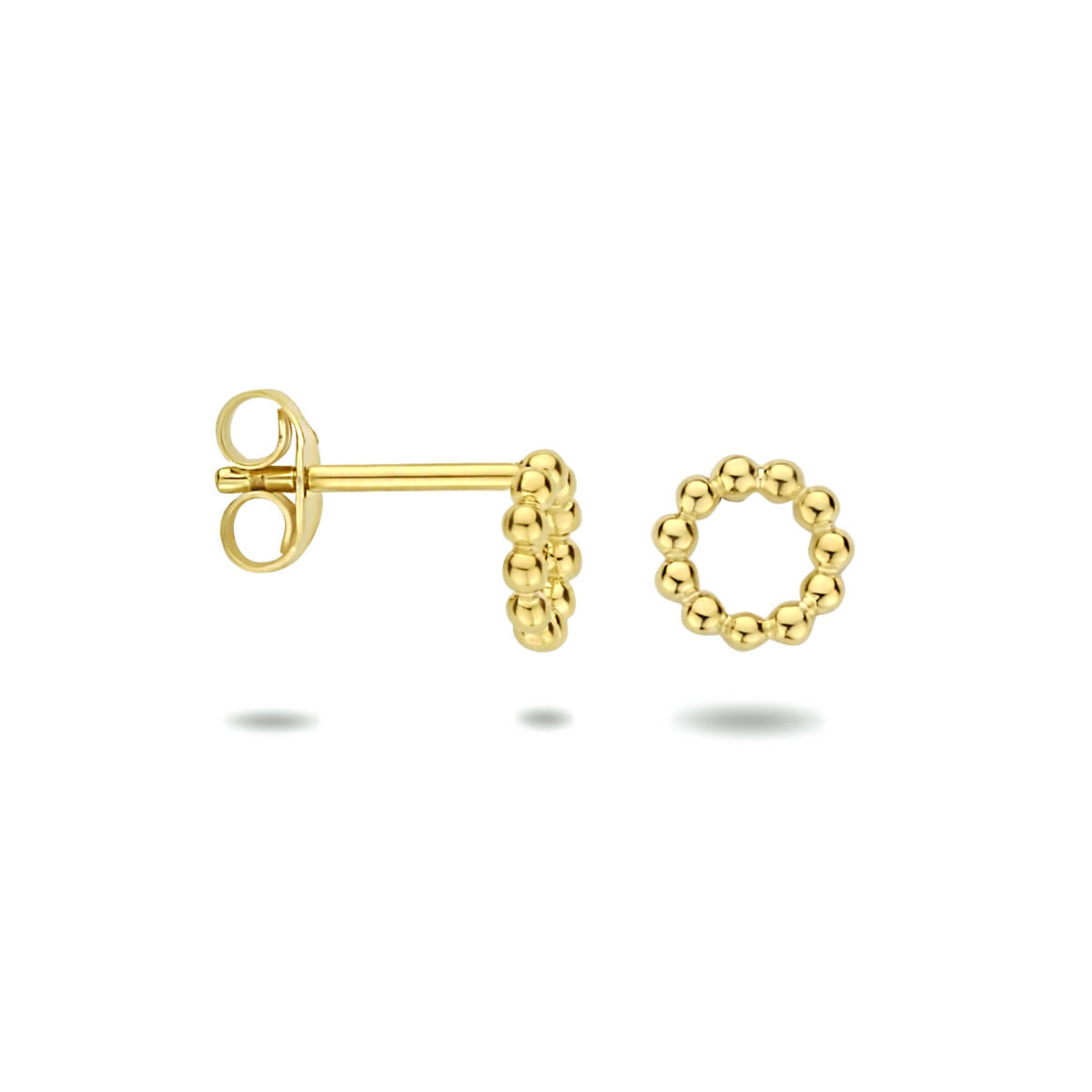 orecchini a bottone rotondi 1 micron argento placcato oro (giallo)