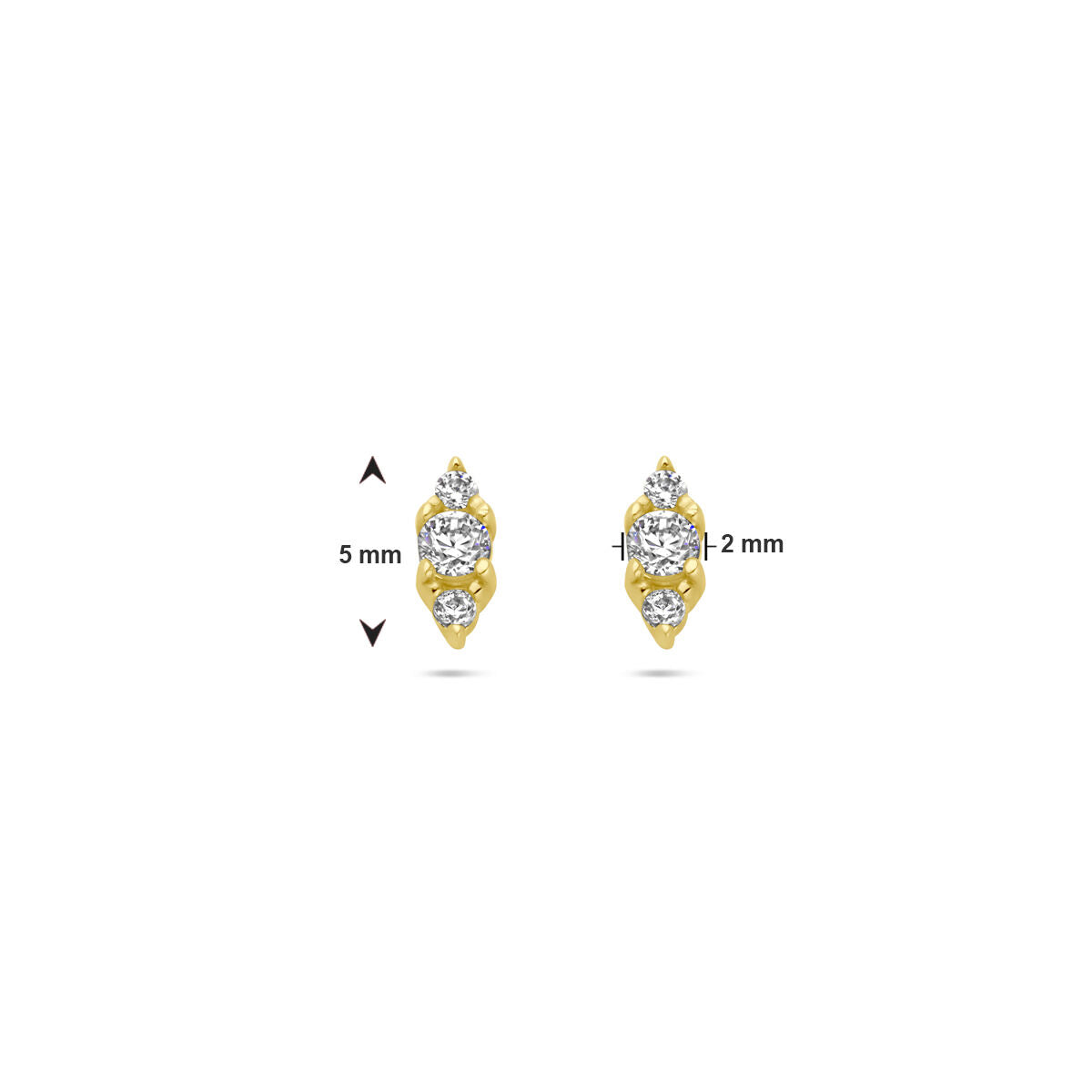 Orecchini a bottone zirconia 14K oro giallo