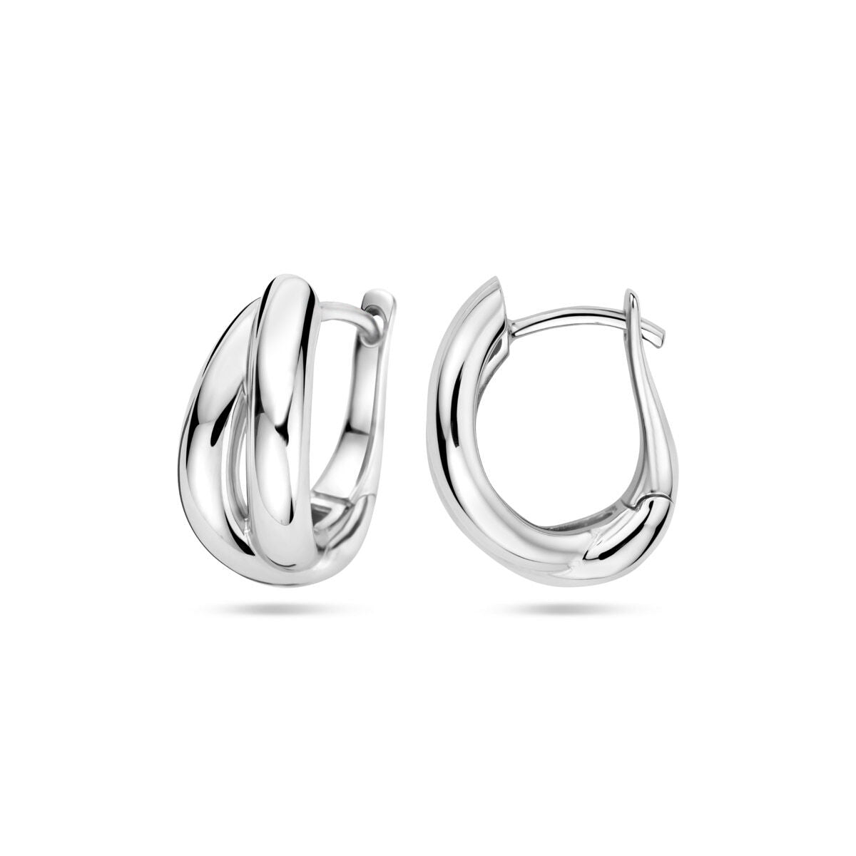 orecchini a cerchio con chiusura a scatto 17 mm argento rodiato
