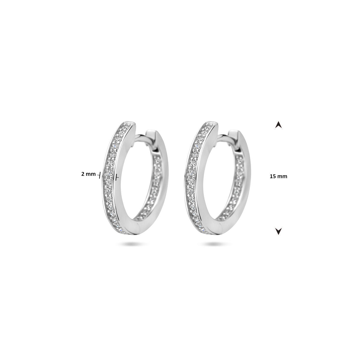 orecchini a cerchio zirconia 2 mm tubolare argento rodiato