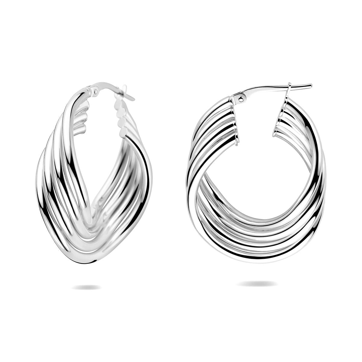 Orecchini a cerchio da donna in argento rodiato – 31,5 mm