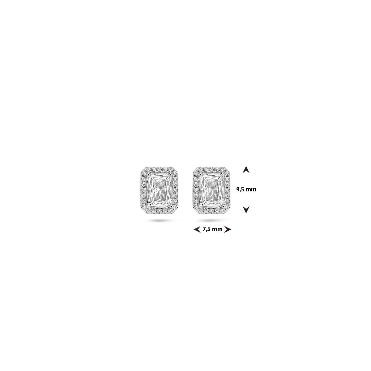 orecchini a bottone zircone 9,5 mm argento rodiato