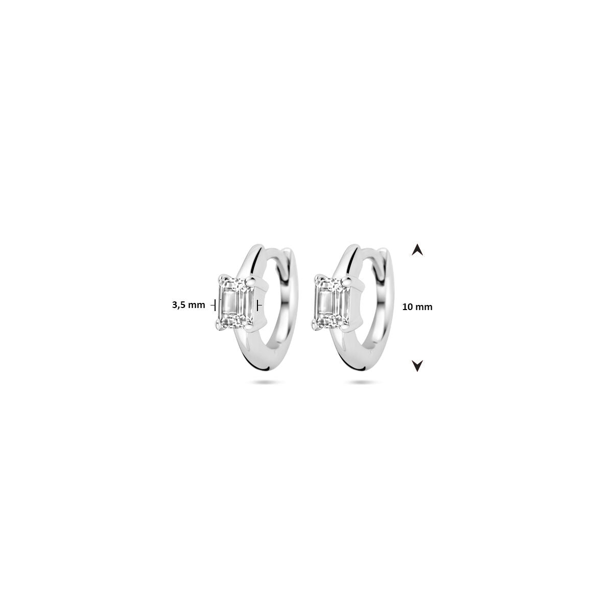 orecchini a scatto zirconia 10 mm argento rodiato