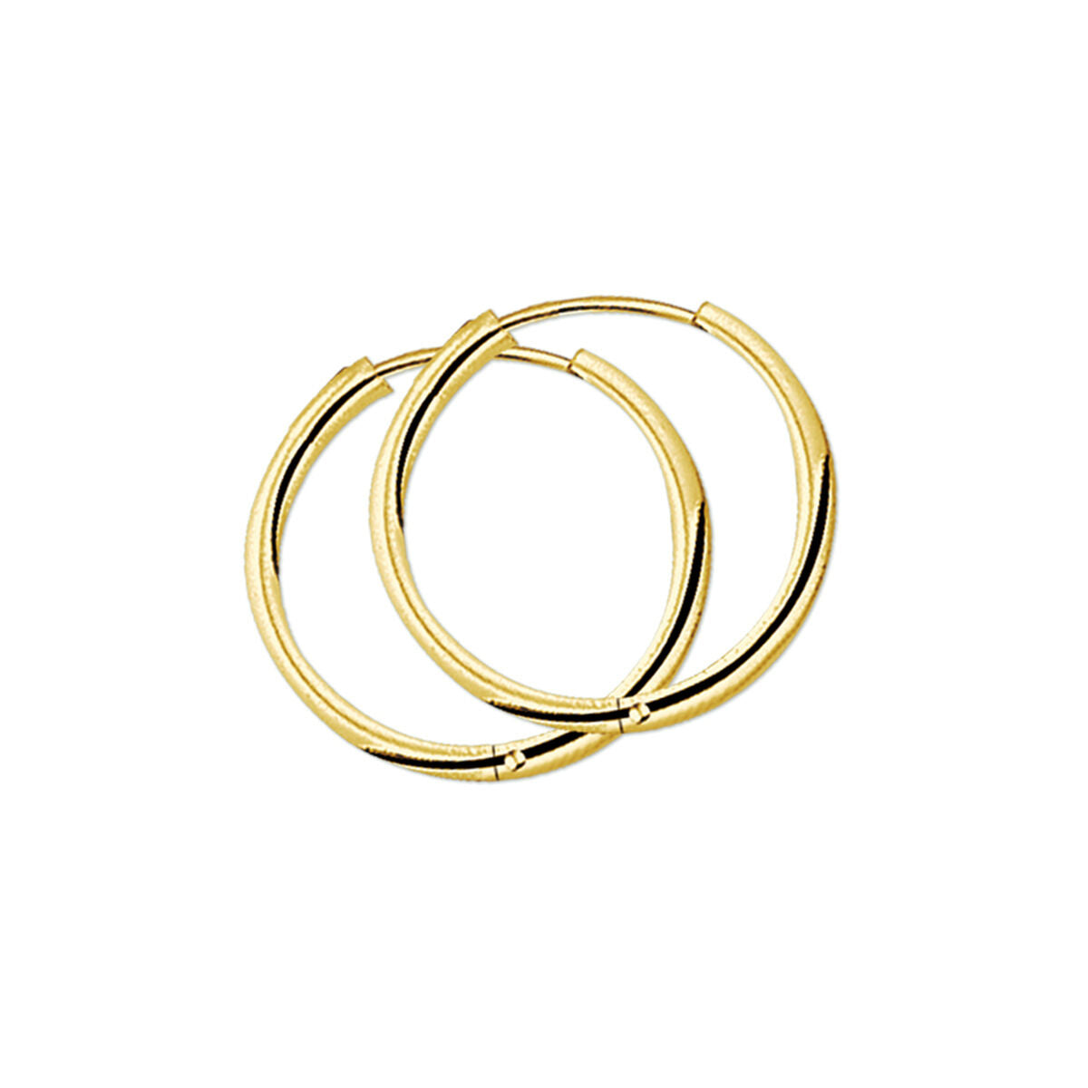 Orecchini alla creola in oro giallo 14K, tubolari e rotondi, spessore 2,5 mm.