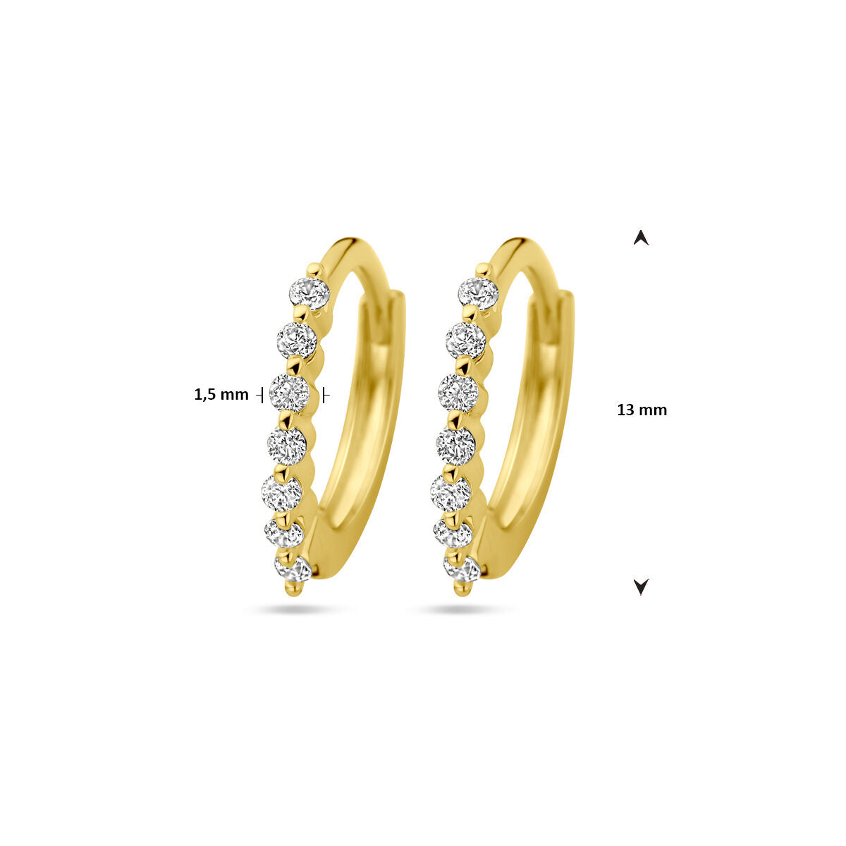 orecchini a cerchio con chiusura a scatto zircone 1 micron argento placcato oro (giallo)