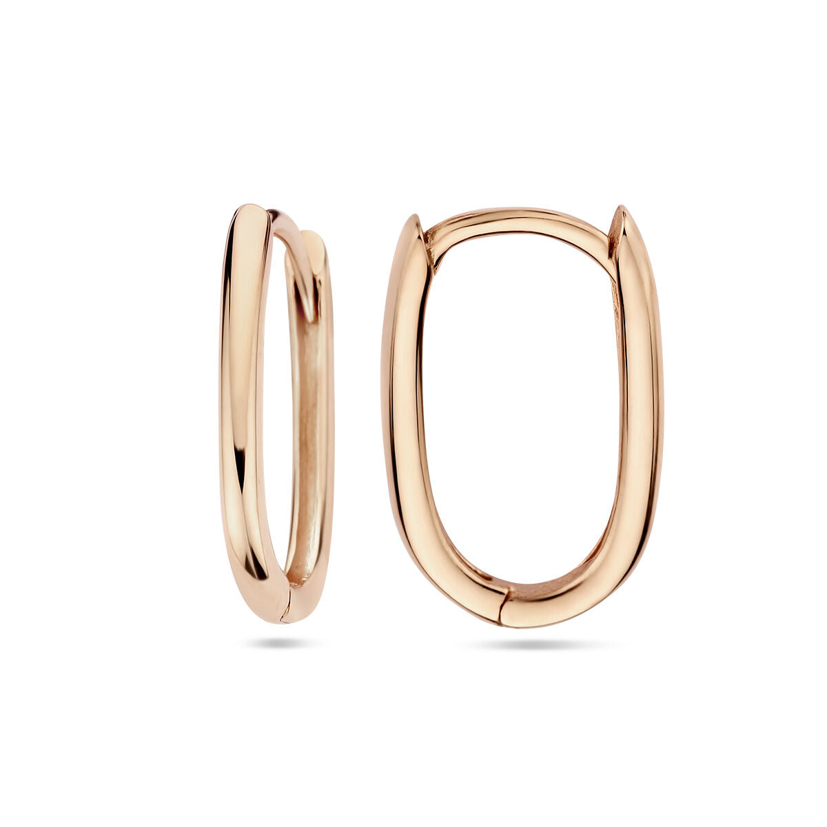 orecchini a cerchio con chiusura a scatto paperclip 14K oro rosa