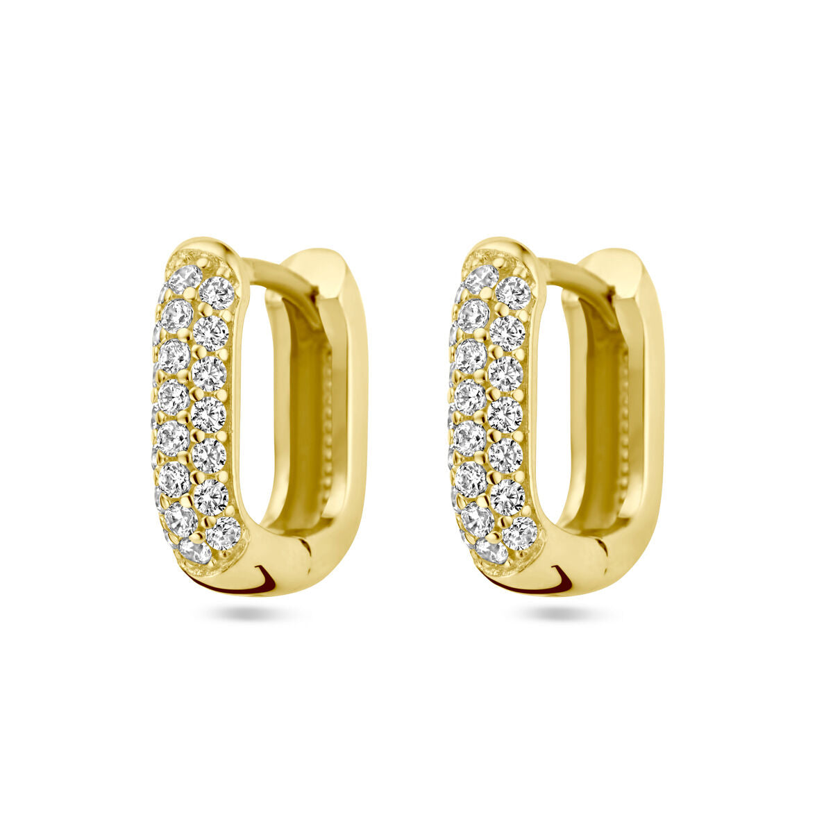 Orecchini alla creola in oro giallo 14K con diamanti da 0,36 ct (2x 0,18 ct) e finitura lucida.