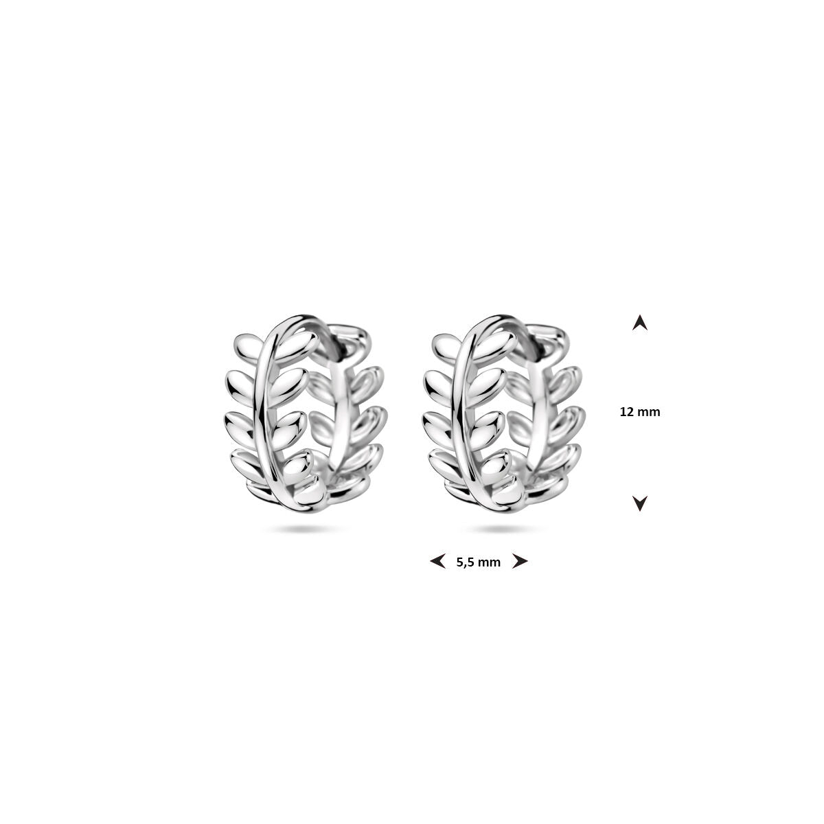orecchini a clip foglie 12 mm argento rodiato