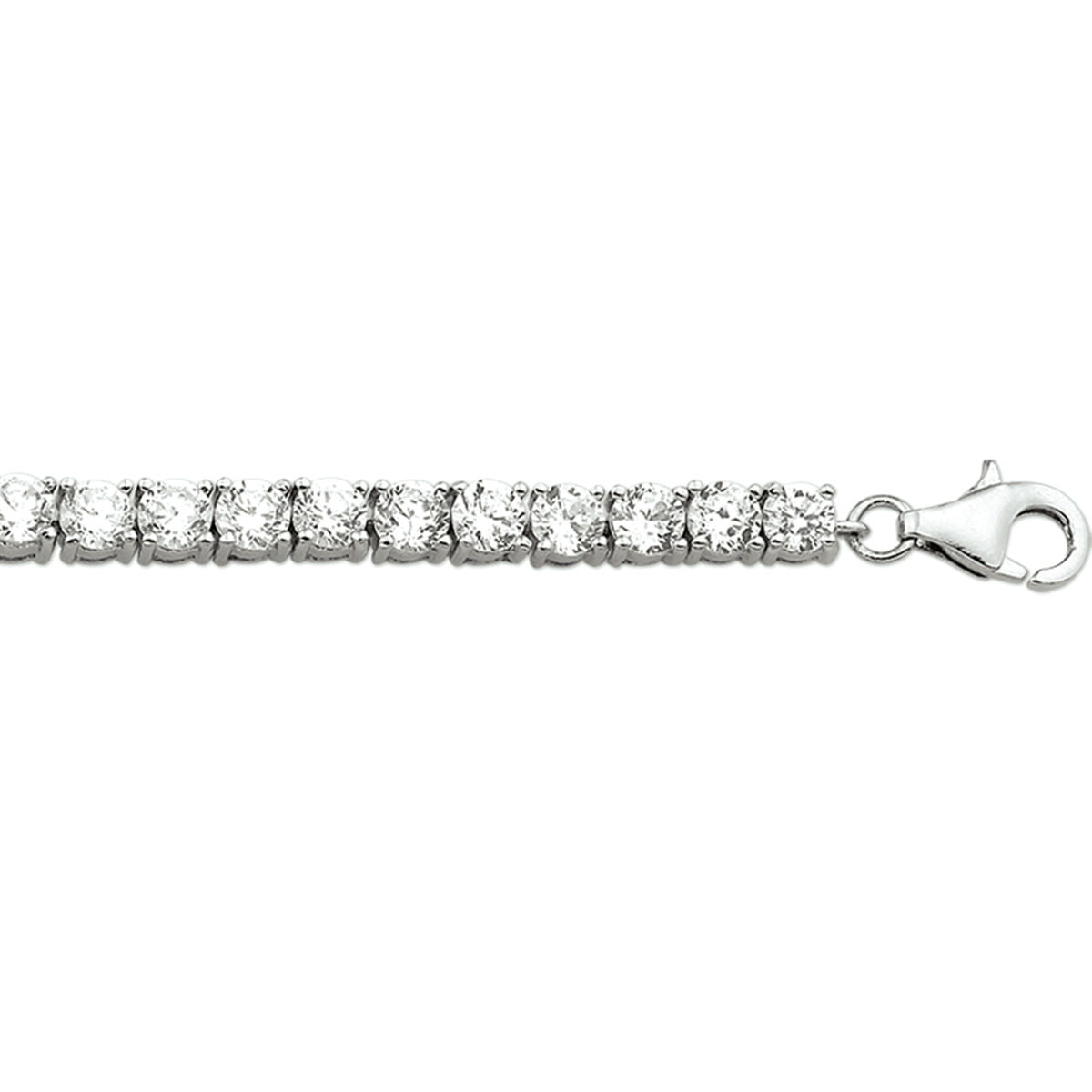 Bracciale tennis in argento rodiato con zirconi di 4,2 mm, lunghezza 18,5 cm.