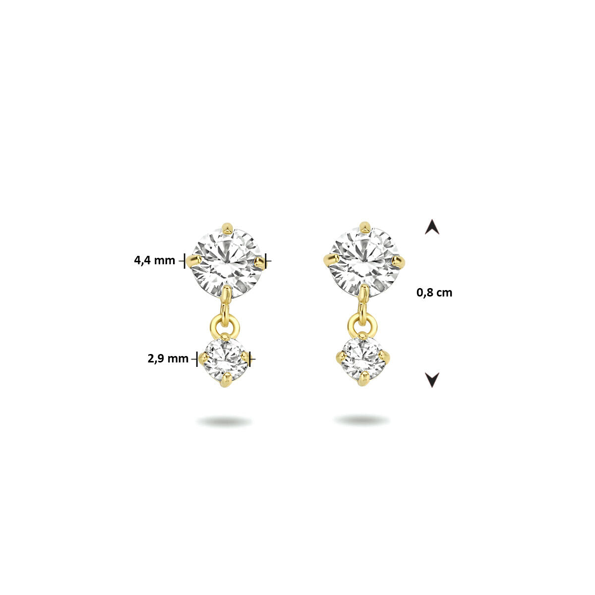 orecchini pendenti zirconia 14K oro giallo
