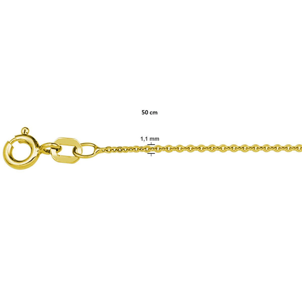 collana ancora piatta 1,1 mm 3 micron argento placcato (oro giallo)