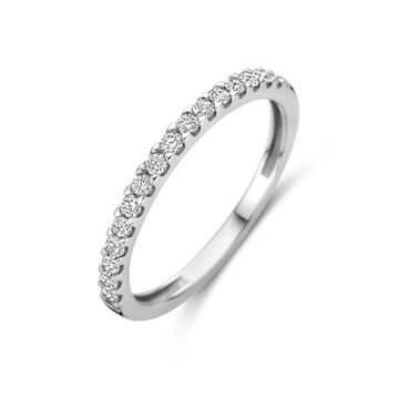 Anello in oro bianco 14K con diamanti lab-grown da 0,25 ct, design sottile e brillante.