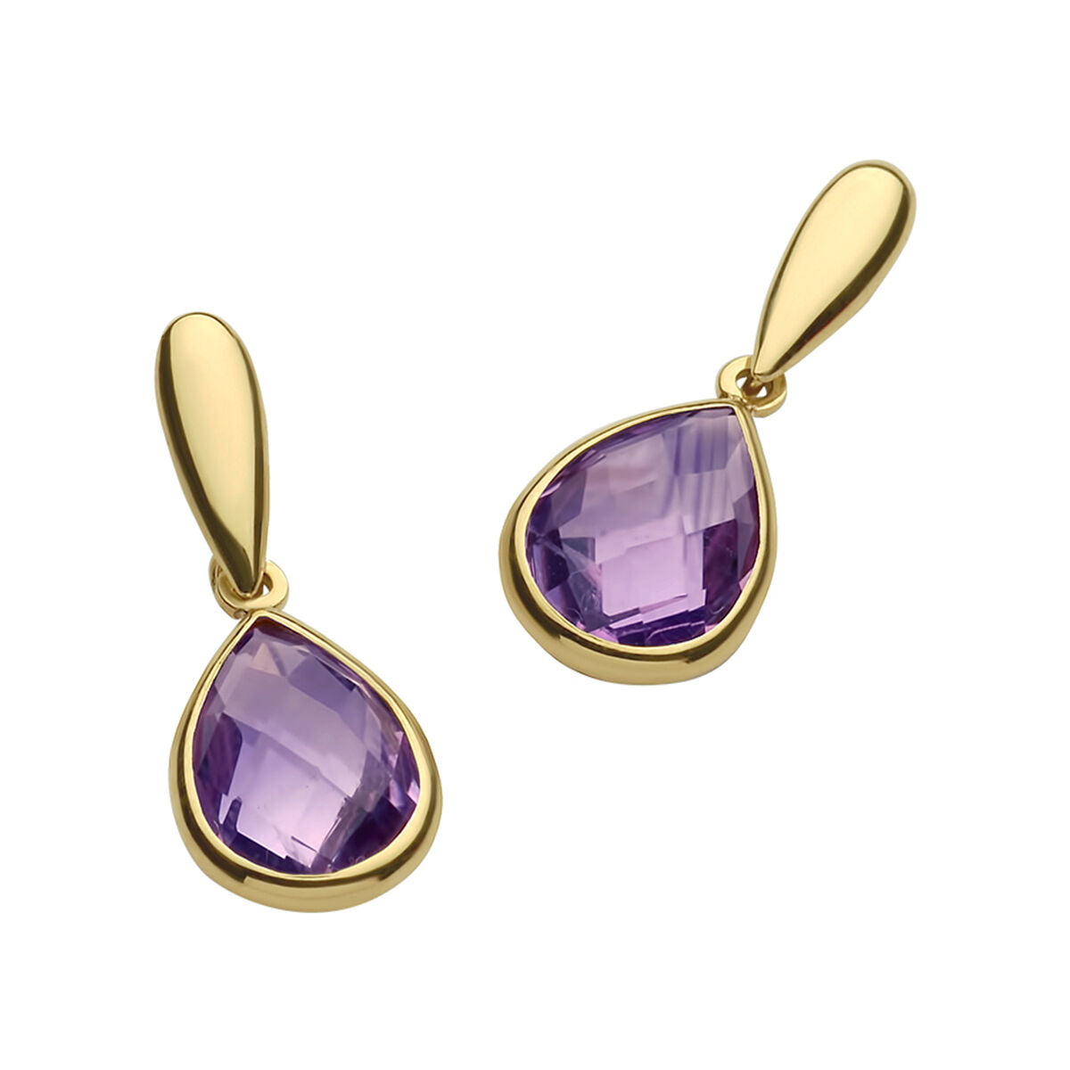 orecchini pendenti ametista oro giallo 14K