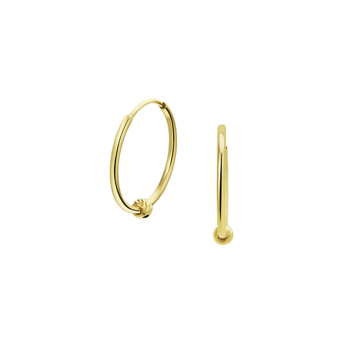 Orecchini alla creola in oro giallo 14K con una forma rotonda.