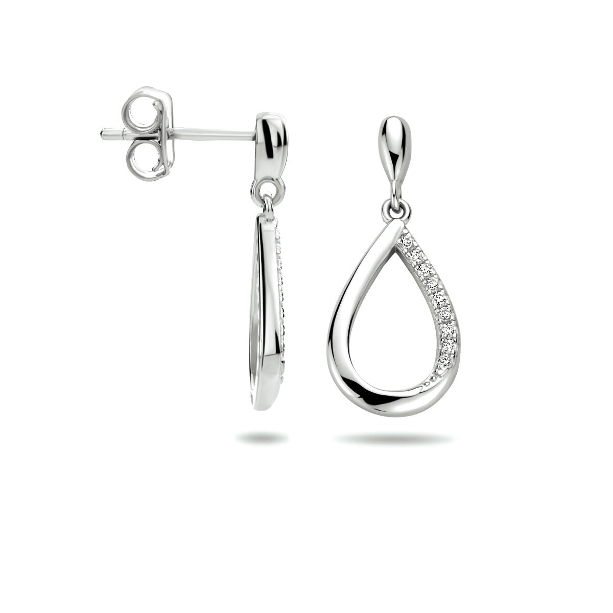 orecchini pendenti a goccia zirconia argento rodiato