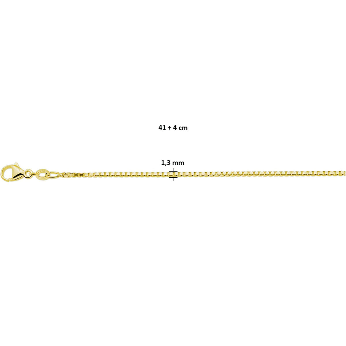 collana veneziana 1,3 mm 41 + 4 cm 3 micron argento dorato (giallo)