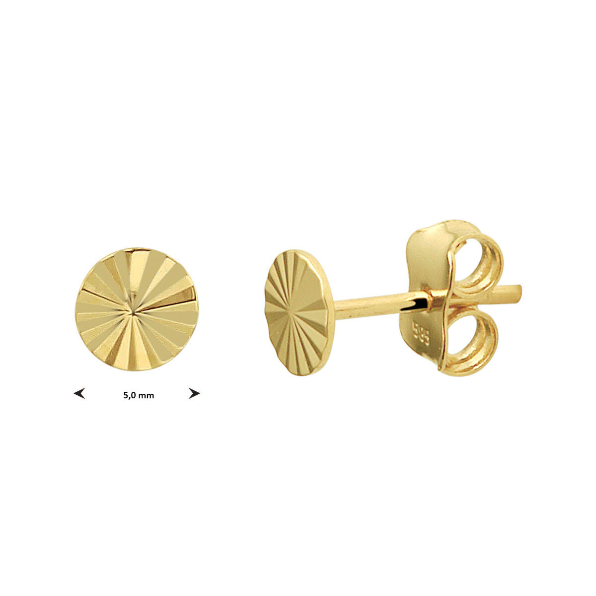 orecchini a bottone tondo diamantato 14K oro giallo