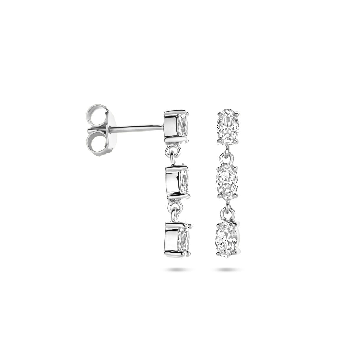 orecchini pendenti zirconia argento rodiato