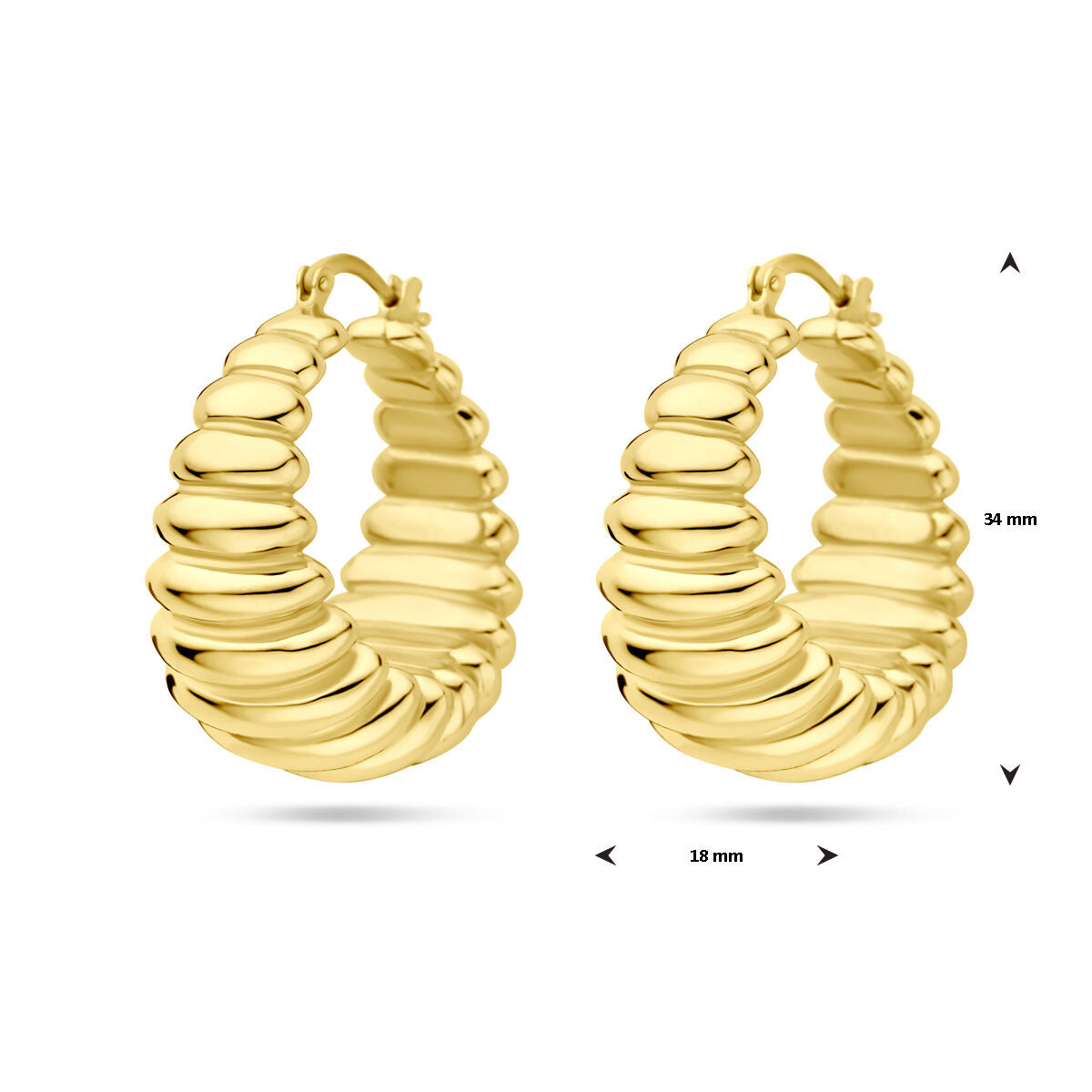 orecchini a cerchio 34 mm 1 micron argento dorato (giallo)