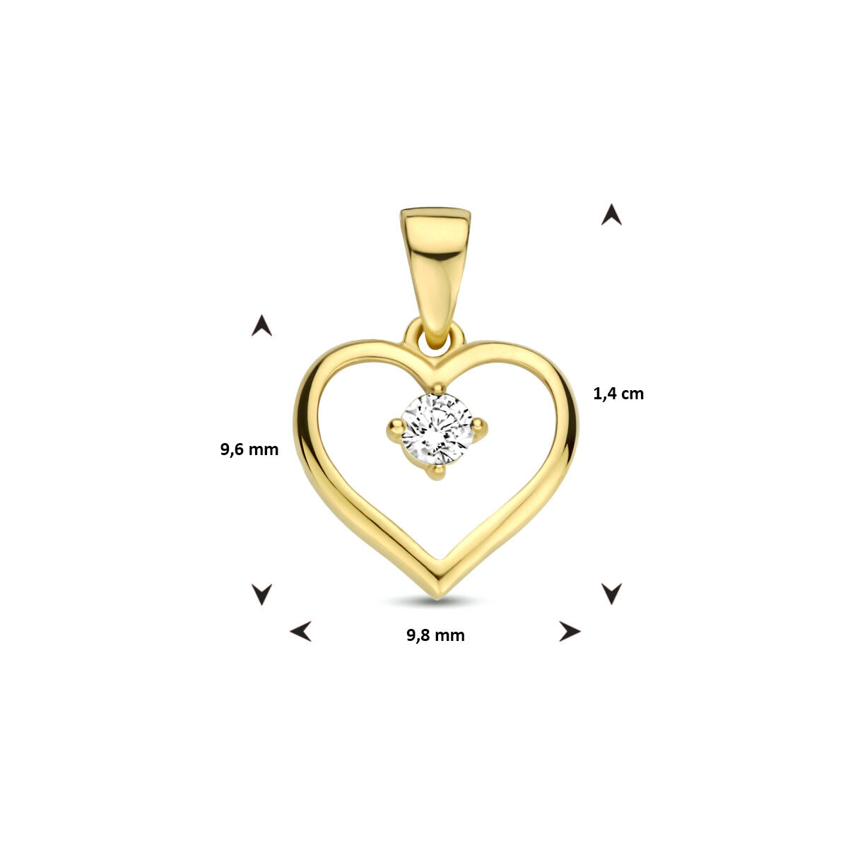 ciondolo cuore zirconia oro giallo 14K