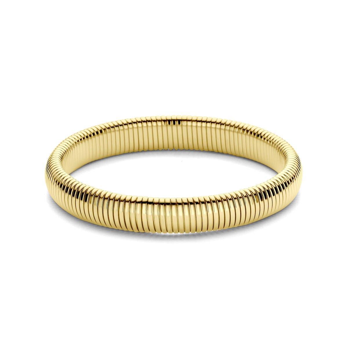 Bracciale tubogas in acciaio con placcatura ionica color oro giallo.