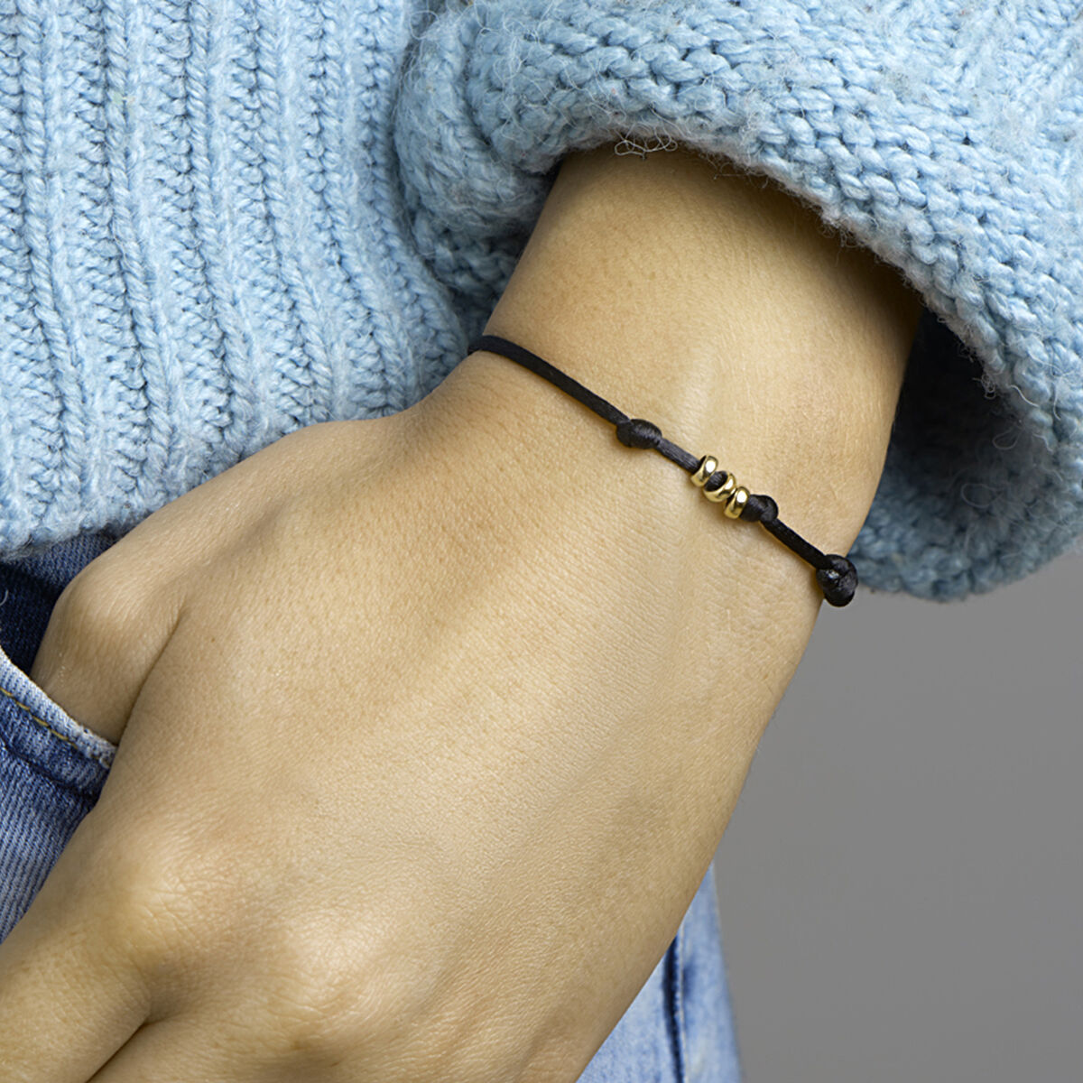 bracciale in raso 14K oro con rubber/nylon/pelle