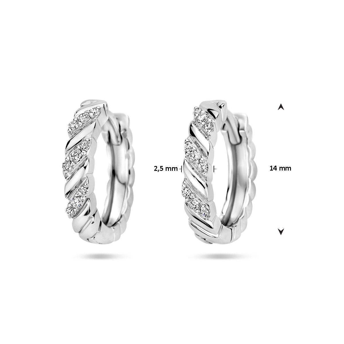 orecchini a cerchio zirconia argento rodiato