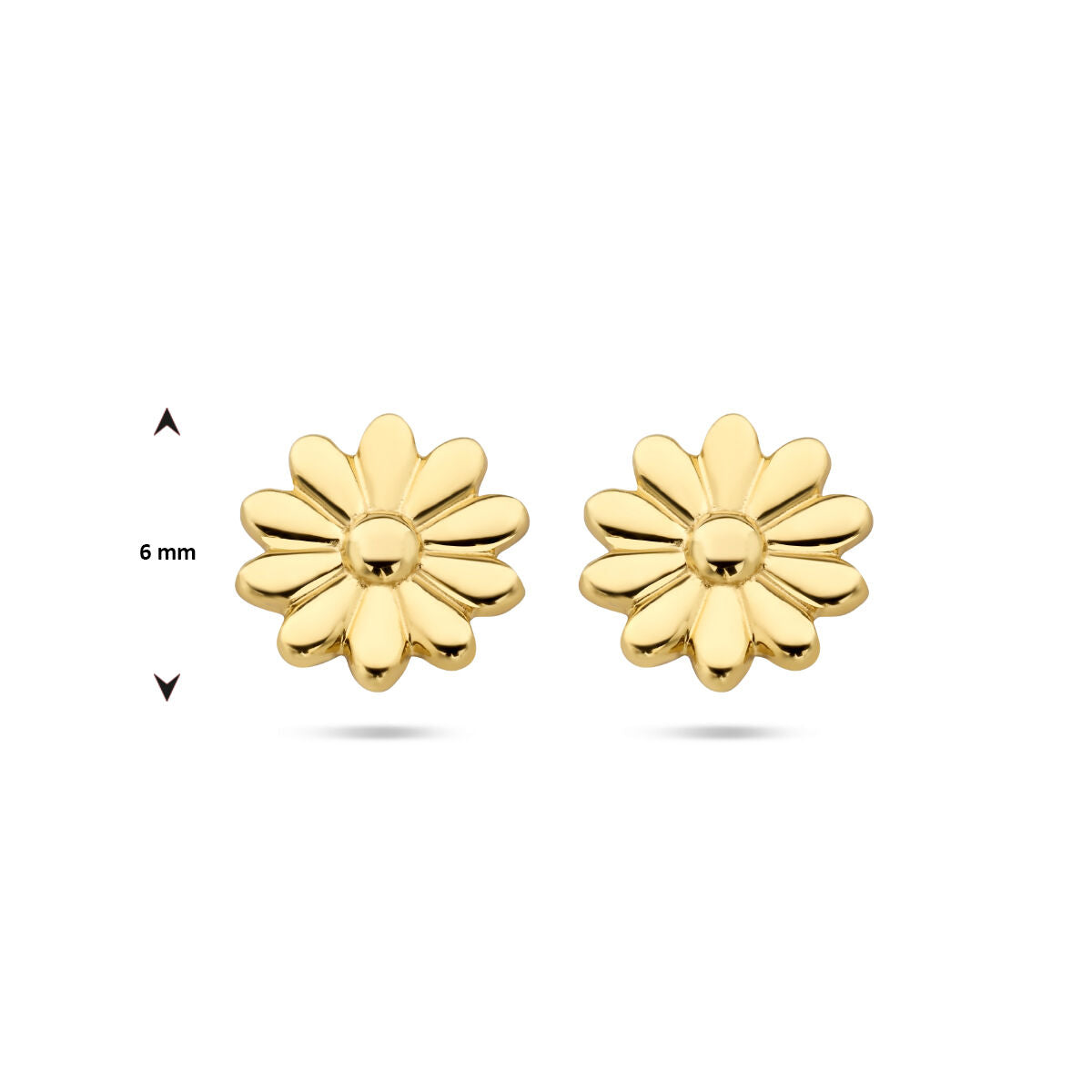 Orecchini a bottone fiore in oro giallo 14K
