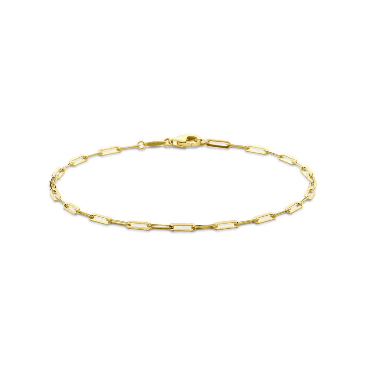 Bracciale da donna in color oro giallo con maglie rettangolari.