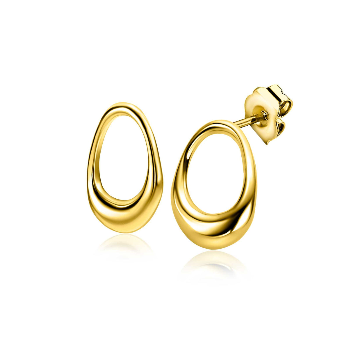 Orecchini in argento con forma ovale e finitura lucida.