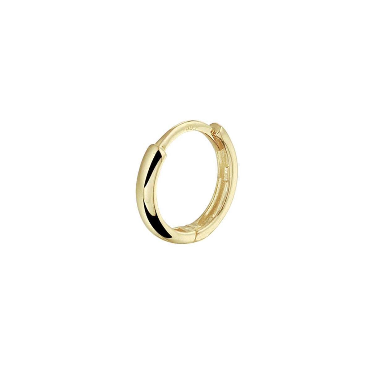 Orecchino alla creola in oro giallo 14K con finitura lucida e design semplice.