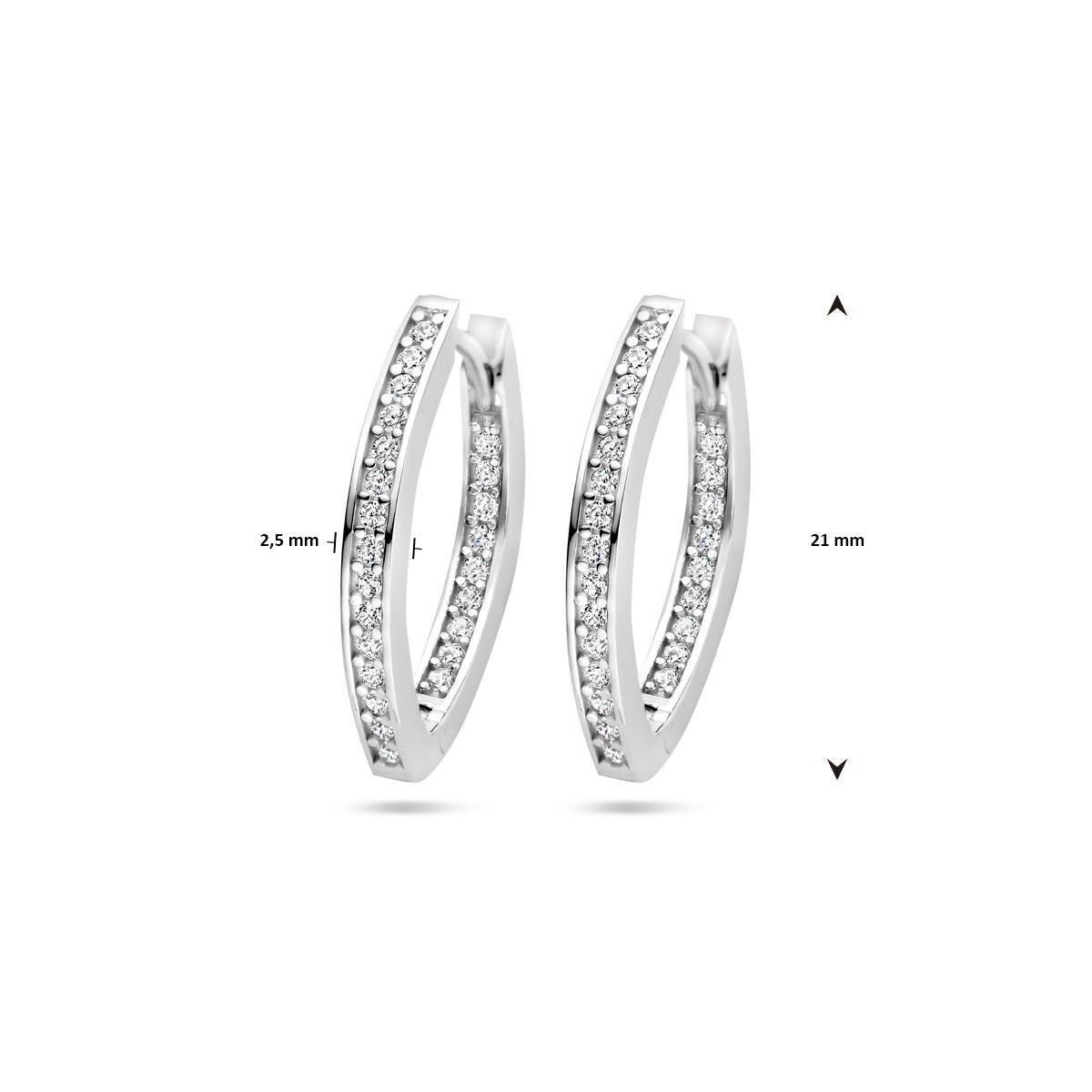 orecchini a cerchio zirconia 21 mm argento rodiato