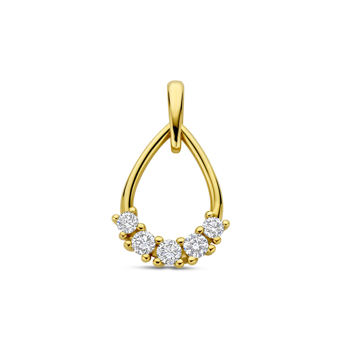 Ciondolo in oro giallo 14k con diamanti lab-grown a forma di goccia.