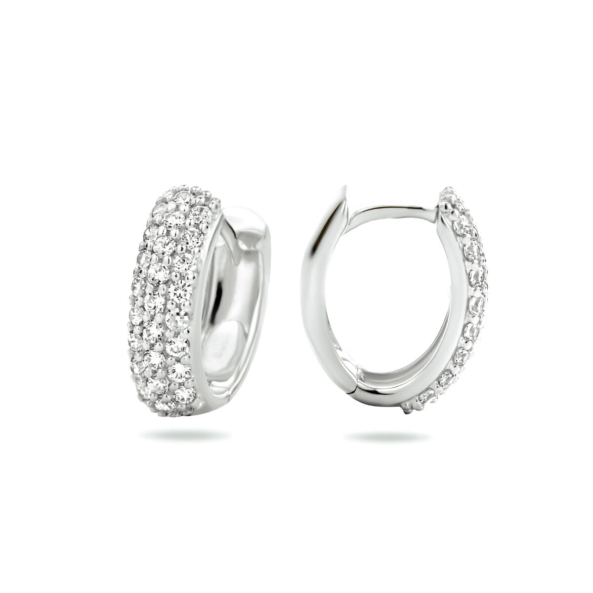 orecchini a cerchio a scatto zircone oro bianco 14K