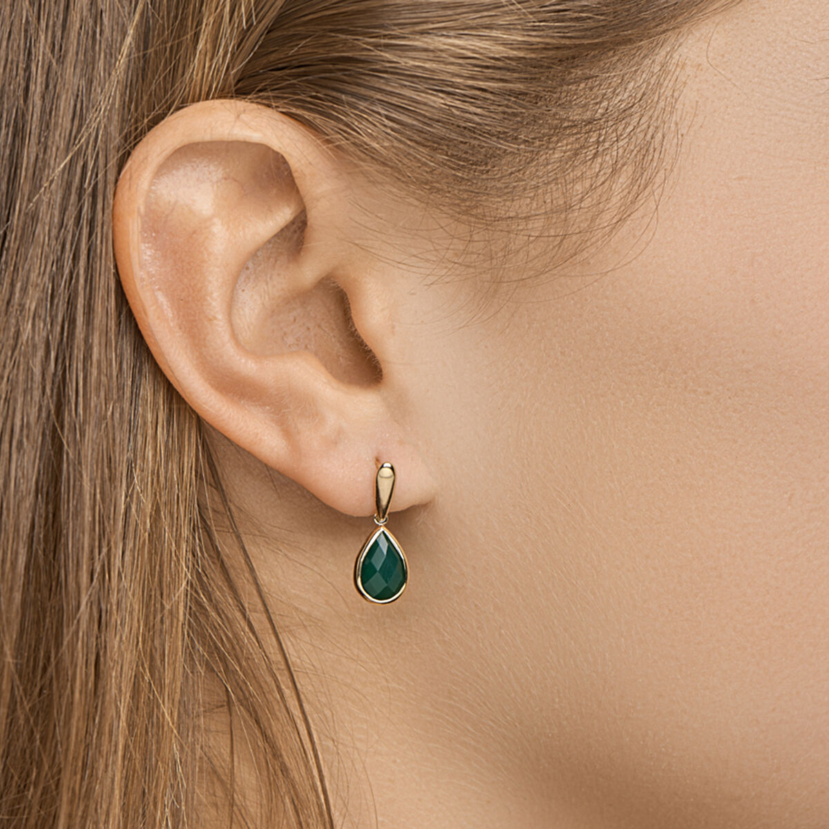 orecchini pendenti agata verde 14K oro giallo