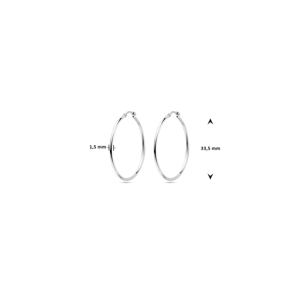 orecchini a cerchio tubo tondo 1,5 mm argento rodiato