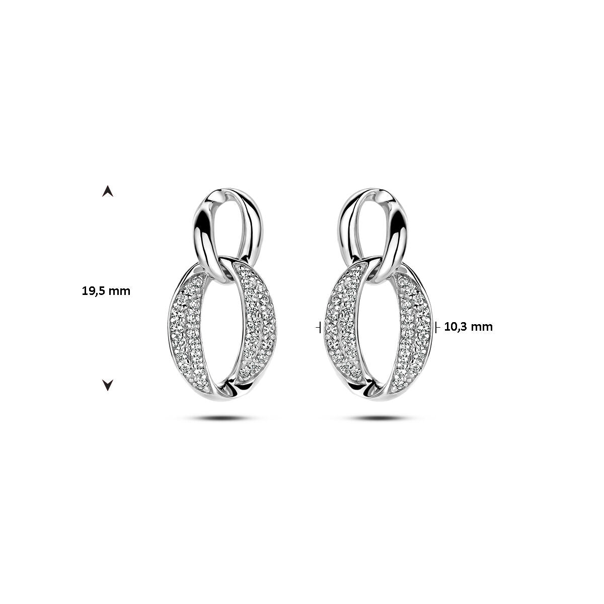 orecchini pendenti zirconia argento rodiato