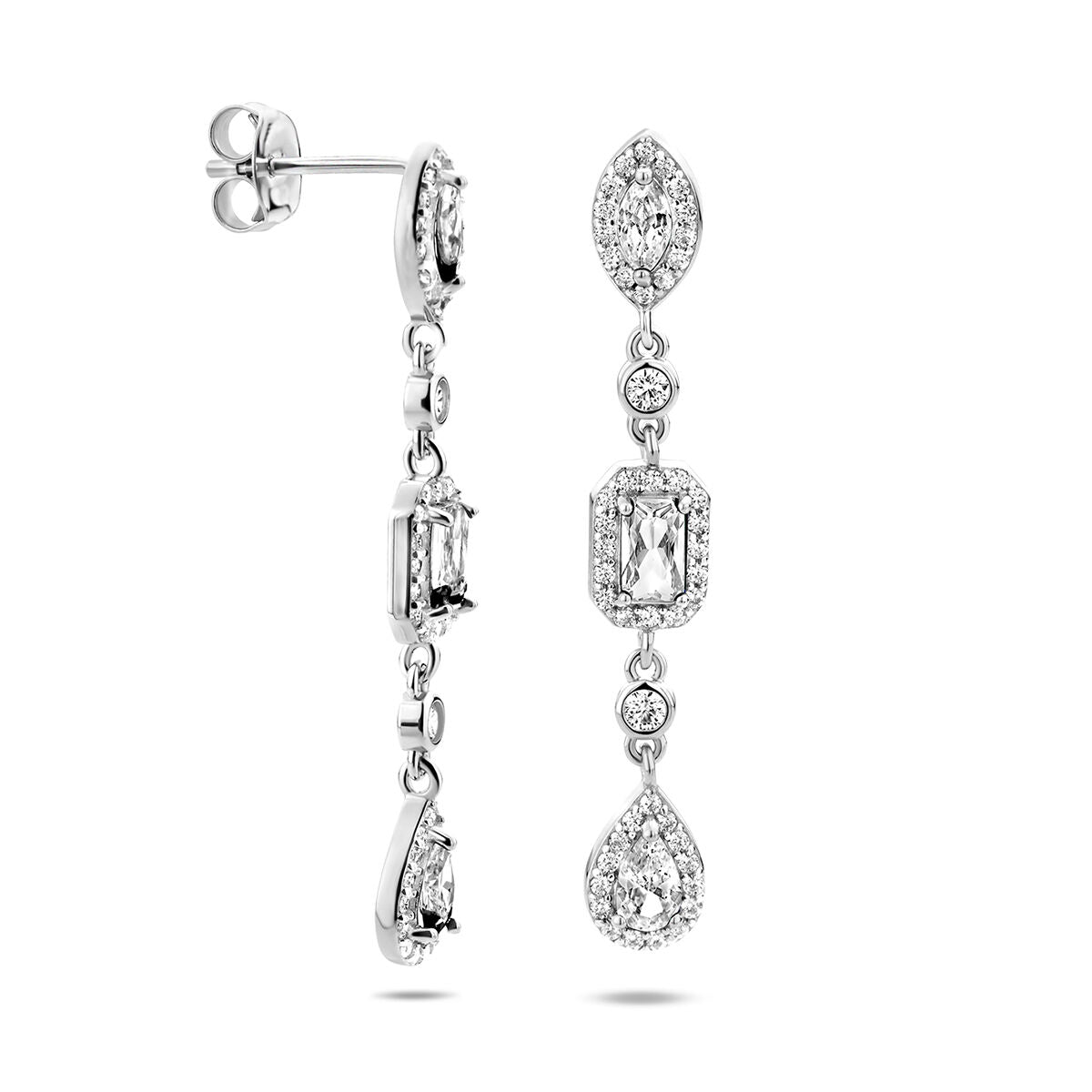 orecchini pendenti zircone argento rodiato