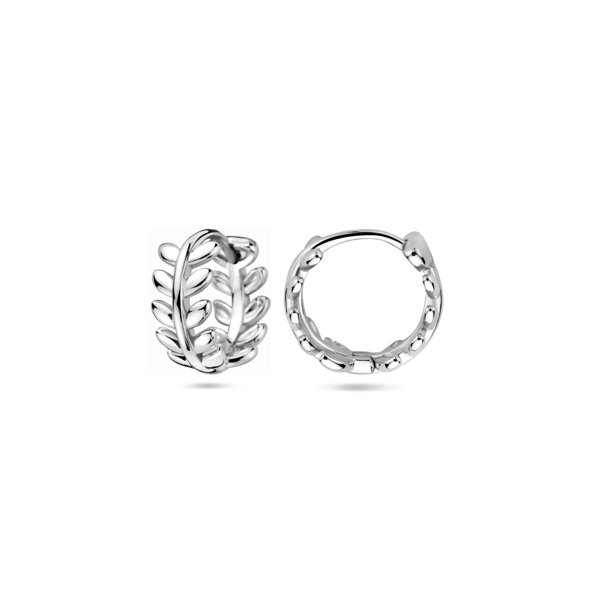 orecchini a clip foglie 12 mm argento rodiato