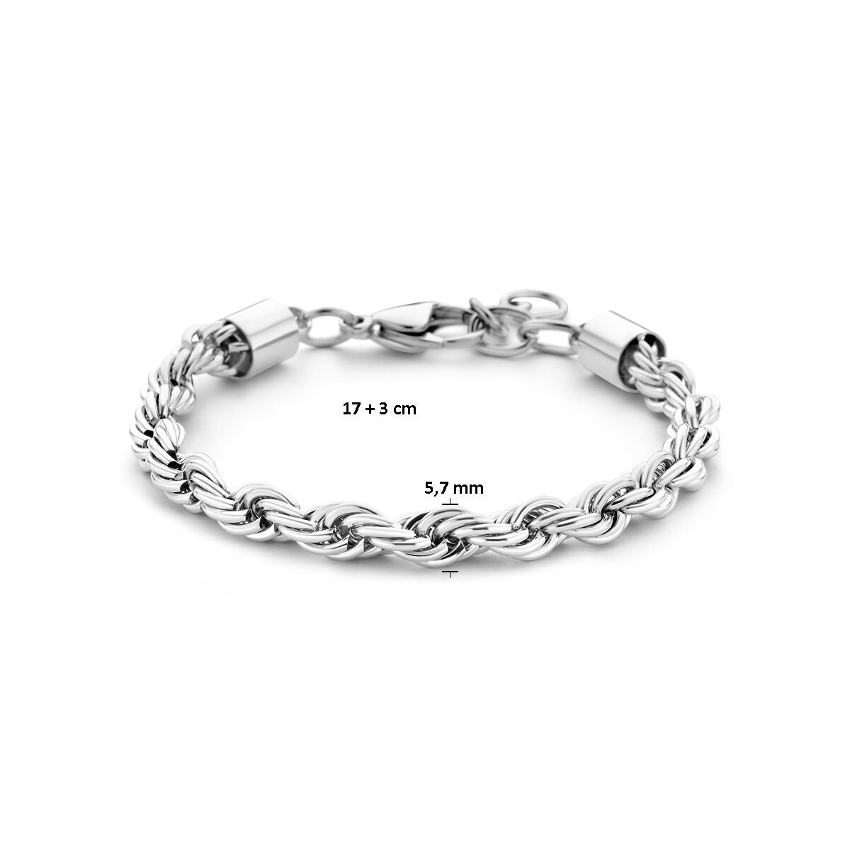 bracciale a cordoncino 5,7 mm 17 + 3 cm acciaio inossidabile