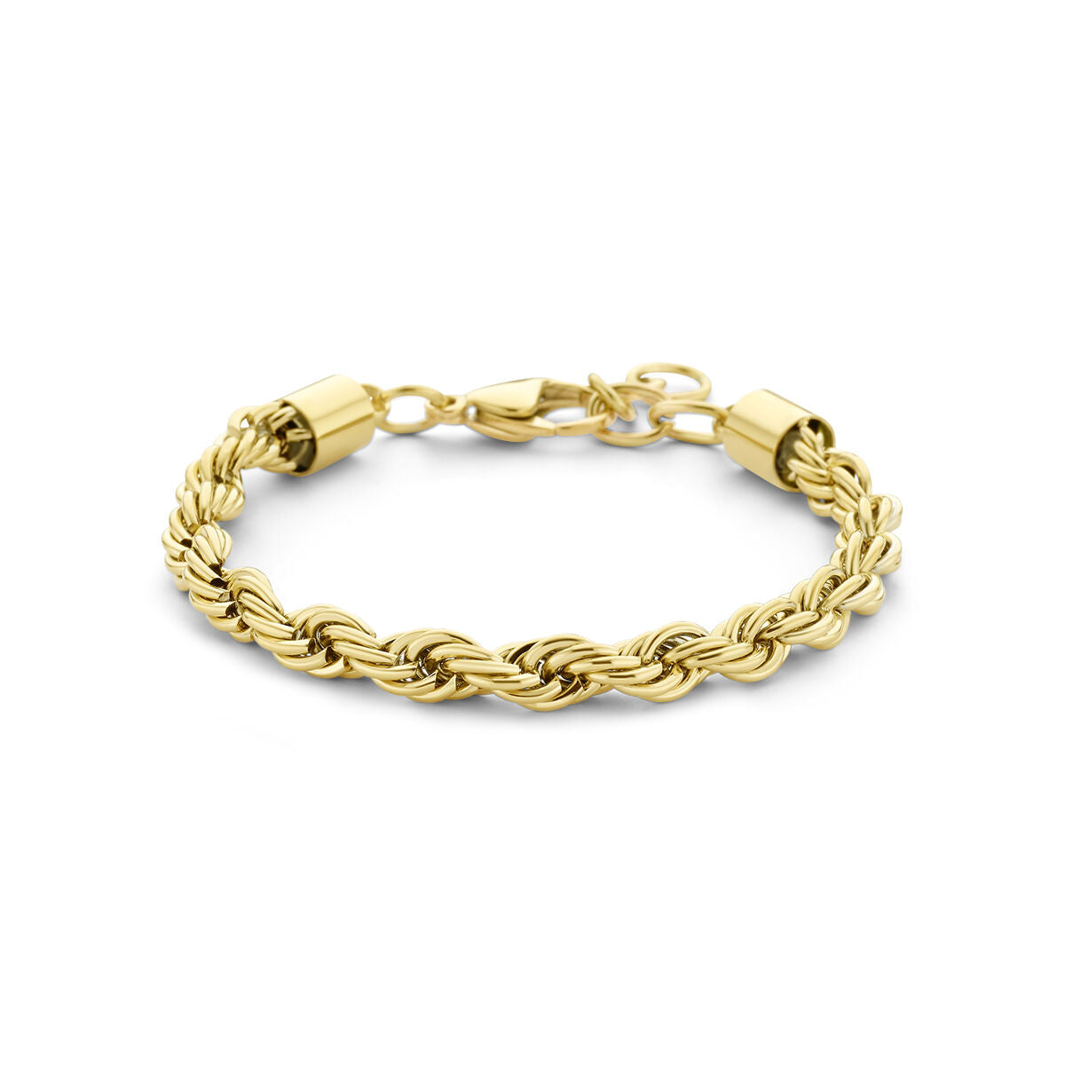 Bracciale in acciaio inossidabile con placcatura ionica, corda intrecciata, lunghezza 17 + 3 cm.
