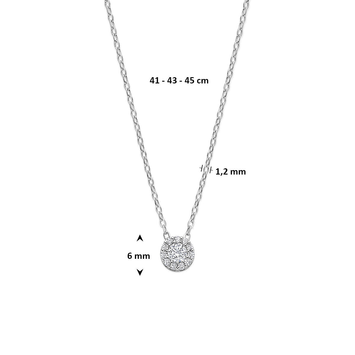 Collana da donna in argento rodiato con zirconi in castone entourage