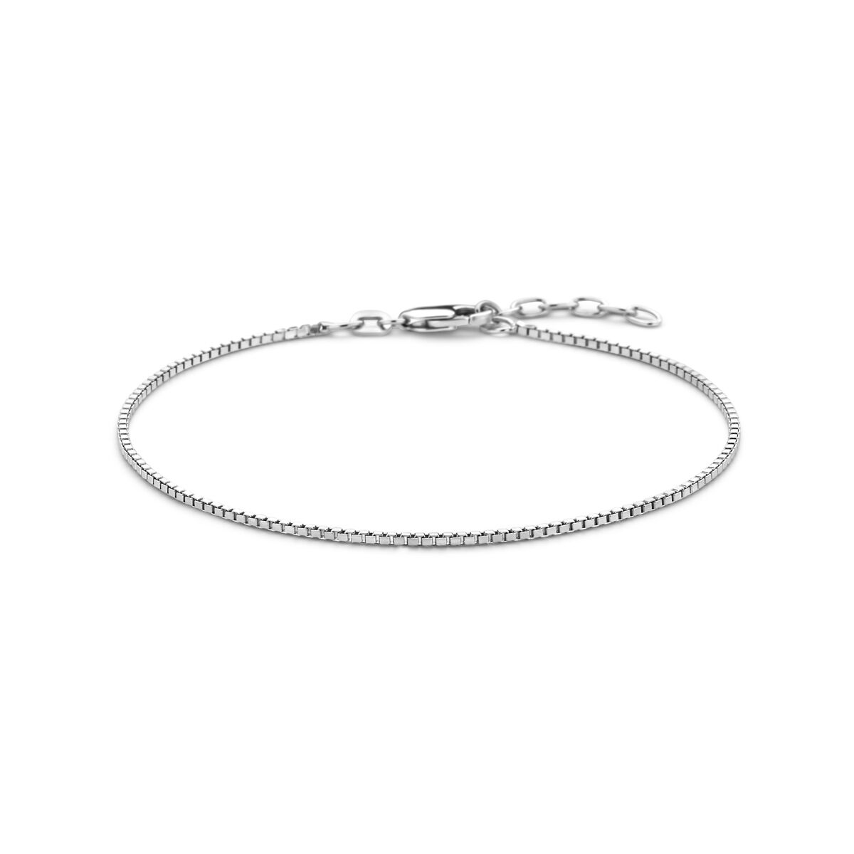 Bracciale da uomo in maglia rolò di 1,3 mm, finitura rodiata.