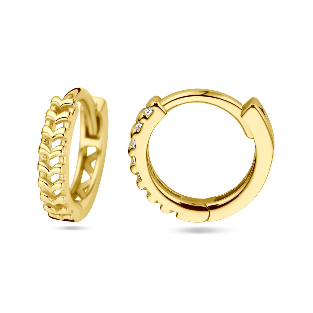 orecchini a cerchio a scatto catena 14K oro giallo